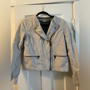 Gorgeous Thick GAP Light Grey Moto Jacket Size 8